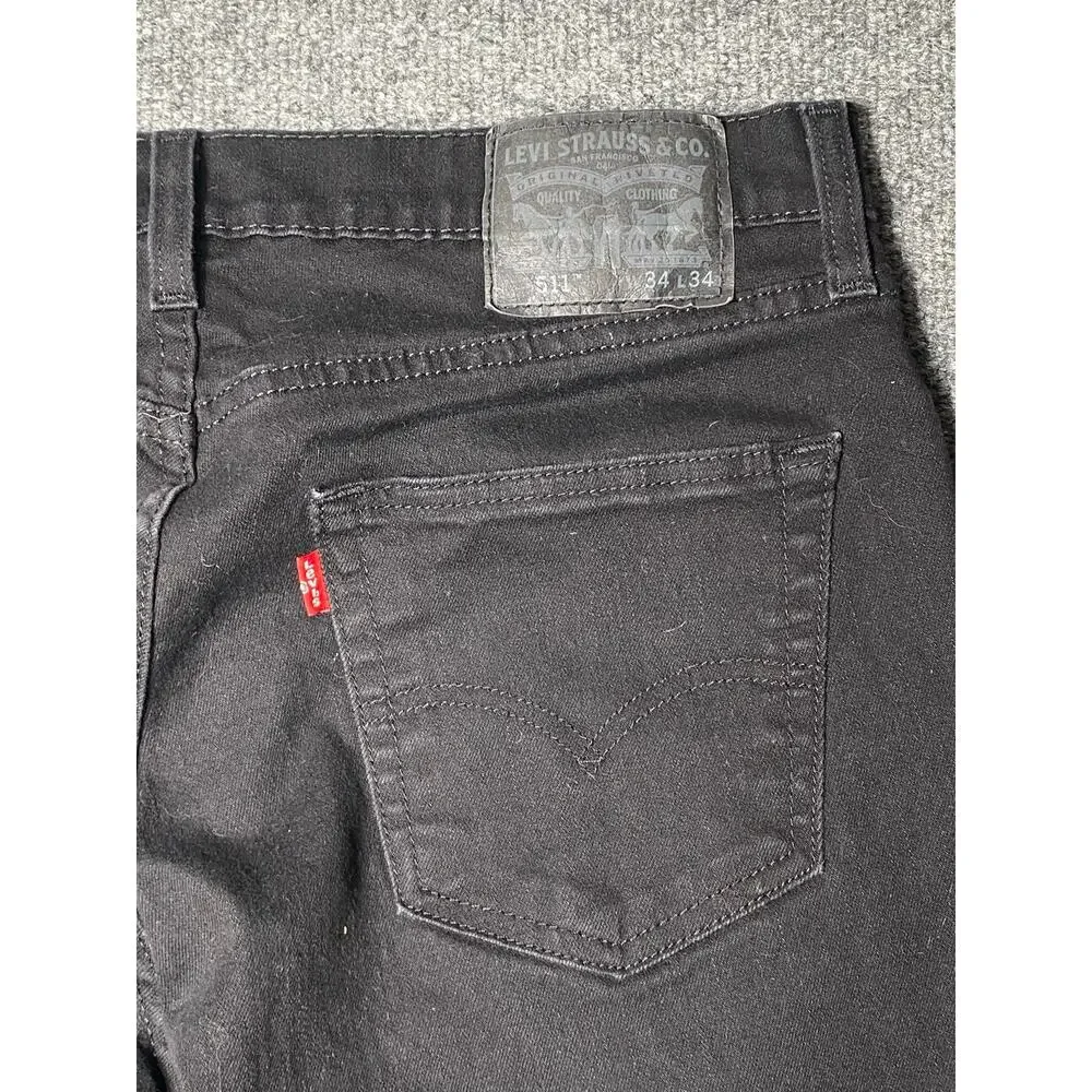 Levi's 511 Black Slim Fit Jeans, Men’s 34x 34 (32 1/4” Inseam) 04511-1907